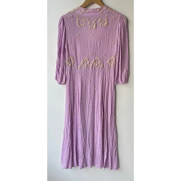 Free People Embroidered Fable Midi Dress Lilac - Picture 4 of 8